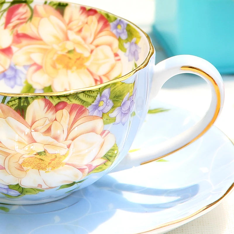 Floral Blossom Fine Teacup & Saucer Set