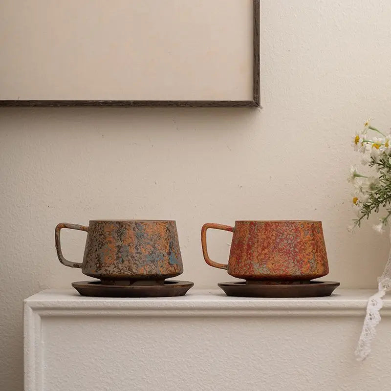 Terra Reactive Glaze Mug & Saucer Set – Ceramic Coffee Cup