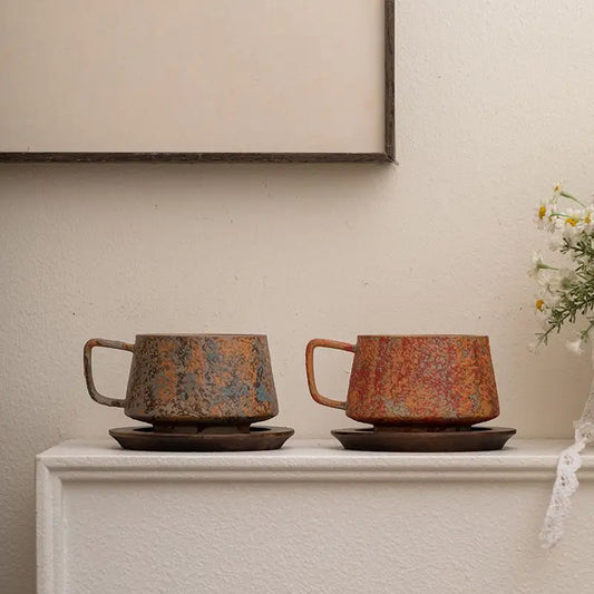 Terra Reactive Glaze Mug & Saucer Set – Ceramic Coffee Cup
