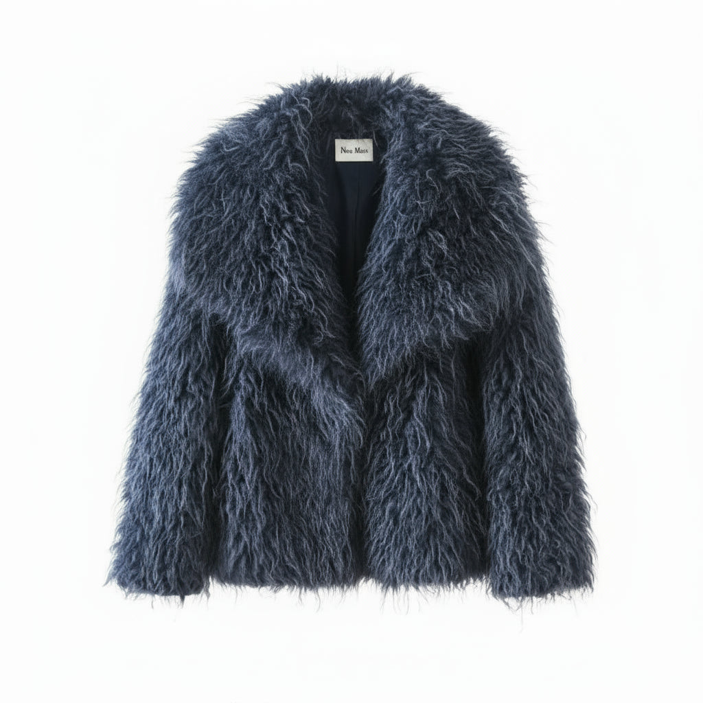 Elarra Faux Fur Shaggy Jacket – Women’s Oversized Mongolian Style Coat for Autumn Winter Outfits
