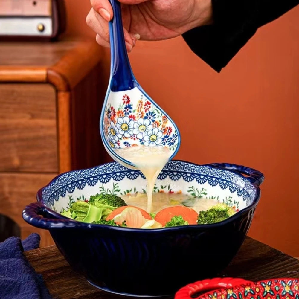 Narelle Bohemian Ceramic Serving Dish & Oven Plate – Patterned Bakeware for Roasting, Baking and Table Serving