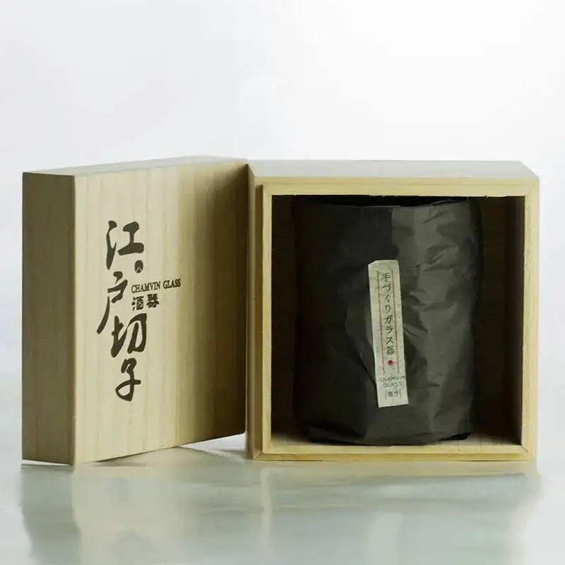 Kōzan Japanese Style Handmade Crystal Whisky Glass with Wooden Gift Box