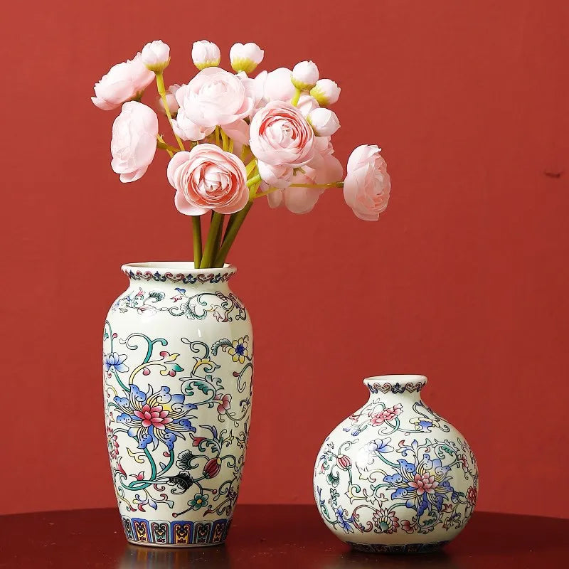 Seravelle Floral Ceramic Vase – Decorative Flower Vase for Living Room, Table Centrepiece & Home Décor (Red, Blue, Light Blue , Ivory & Yellow)