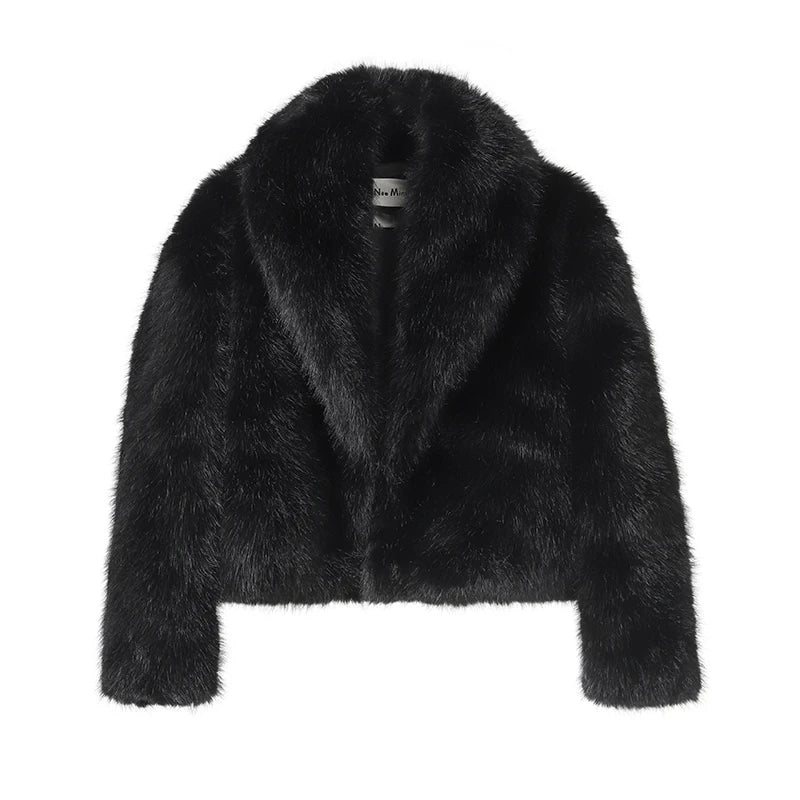 Olyssa Plush Faux Fur Cropped Jacket – Short Luxe Winter Coat for Women