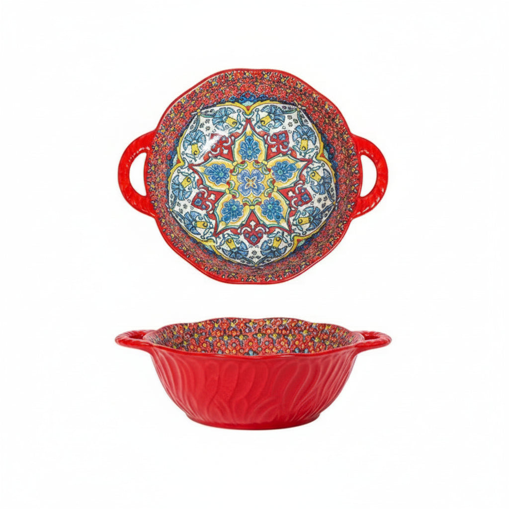 Narelle Bohemian Ceramic Serving Dish & Oven Plate – Patterned Bakeware for Roasting, Baking and Table Serving