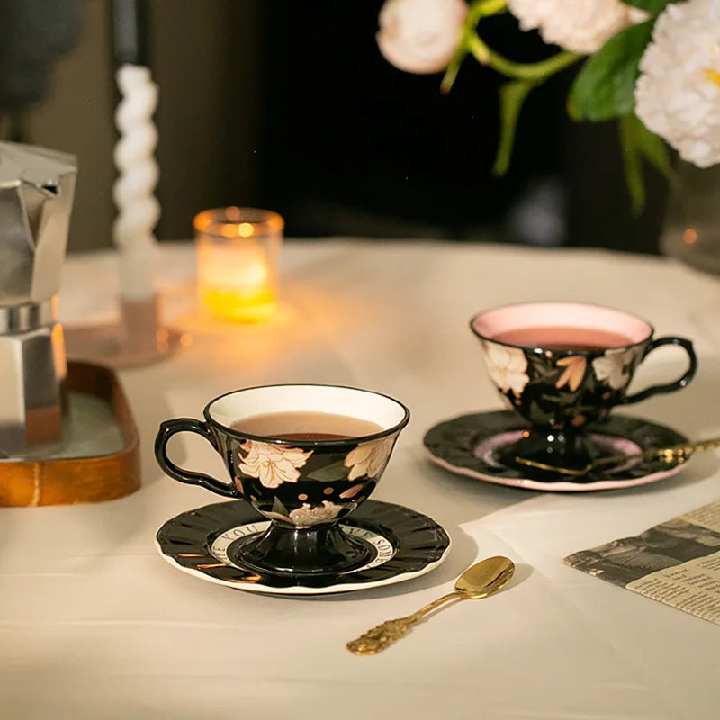 Marais Fine Bone China Tea Cup & Saucer Set – Vintage Floral Coffee & Afternoon Tea Cup