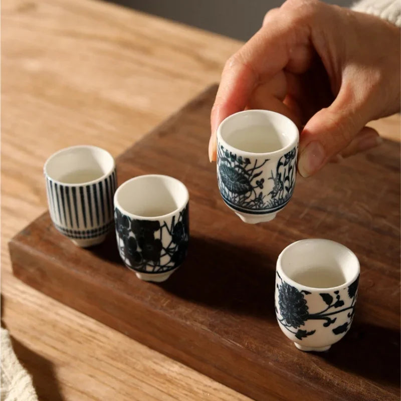Kenshiro Ceramic Tea Cup Set – 8 Piece Japanese Style Tea Cups 180ml Tea Cups Set for Tea, Coffee and Everyday Use