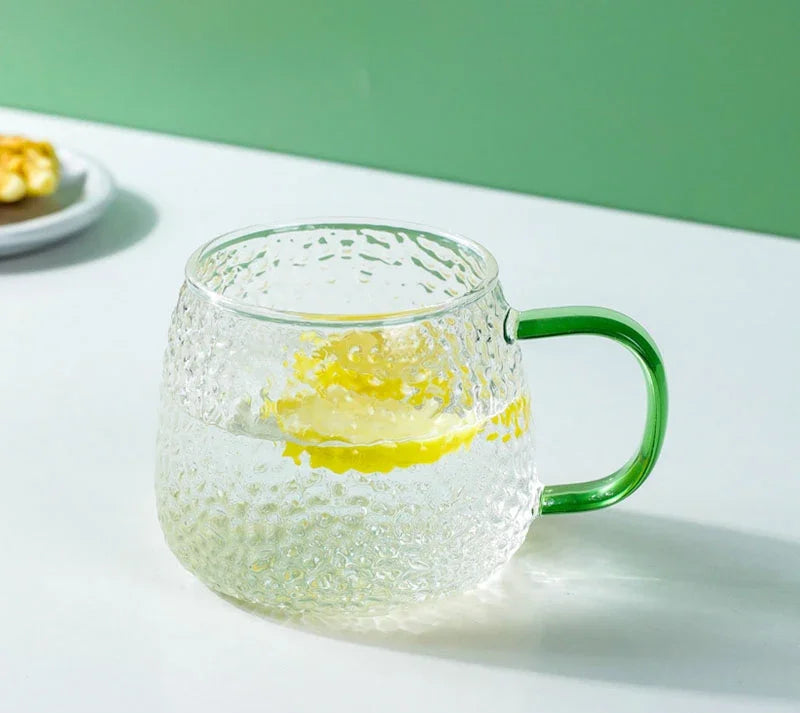 Lumea Textured Glass Tea & Coffee Mug – Clear Everyday Drinking Cup
