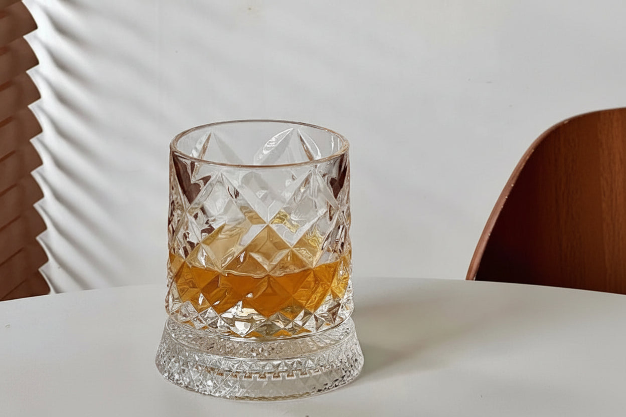 Rotating Crystal Whisky Glass – Spinning Tumbler
