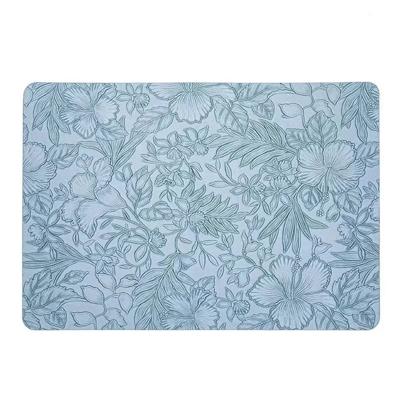 Botanical Dining Placemats – Wipe Clean Table Mats, Waterproof Non Slip Faux Leather Placemats, Double Sided Kitchen & Dining Table Mats