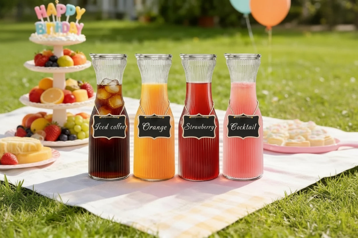 Ribbed Glass Carafe – 1L Drink Bottle
