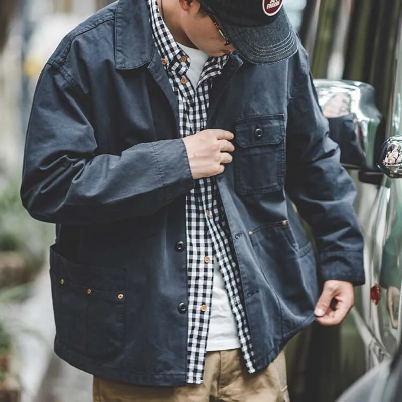 Navy Overize Utility Jacket – Classic Button-Up