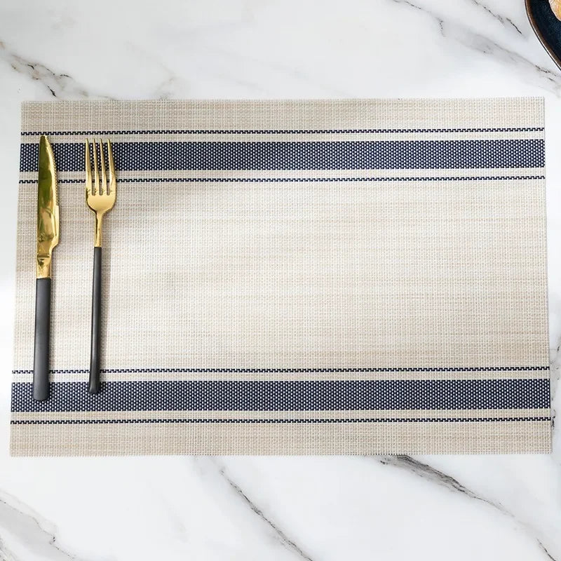 Modern Stripe Woven Placemats – 2/4/6 Piece Set Heat Resistant Table Mats for Dining Table Setting