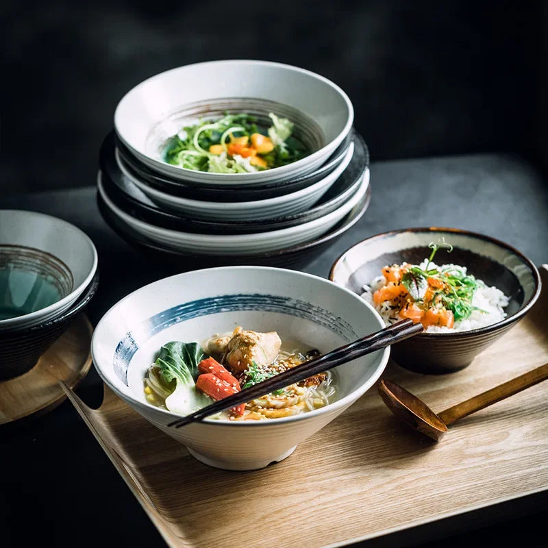 Kazumi Ceramic Ramen Bowls – Japanese Style Noodle Bowls, Large Soup Bowls, Dinnerware Collection