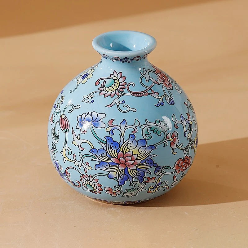 Seravelle Floral Ceramic Vase – Decorative Flower Vase for Living Room, Table Centrepiece & Home Décor (Red, Blue, Light Blue , Ivory & Yellow)