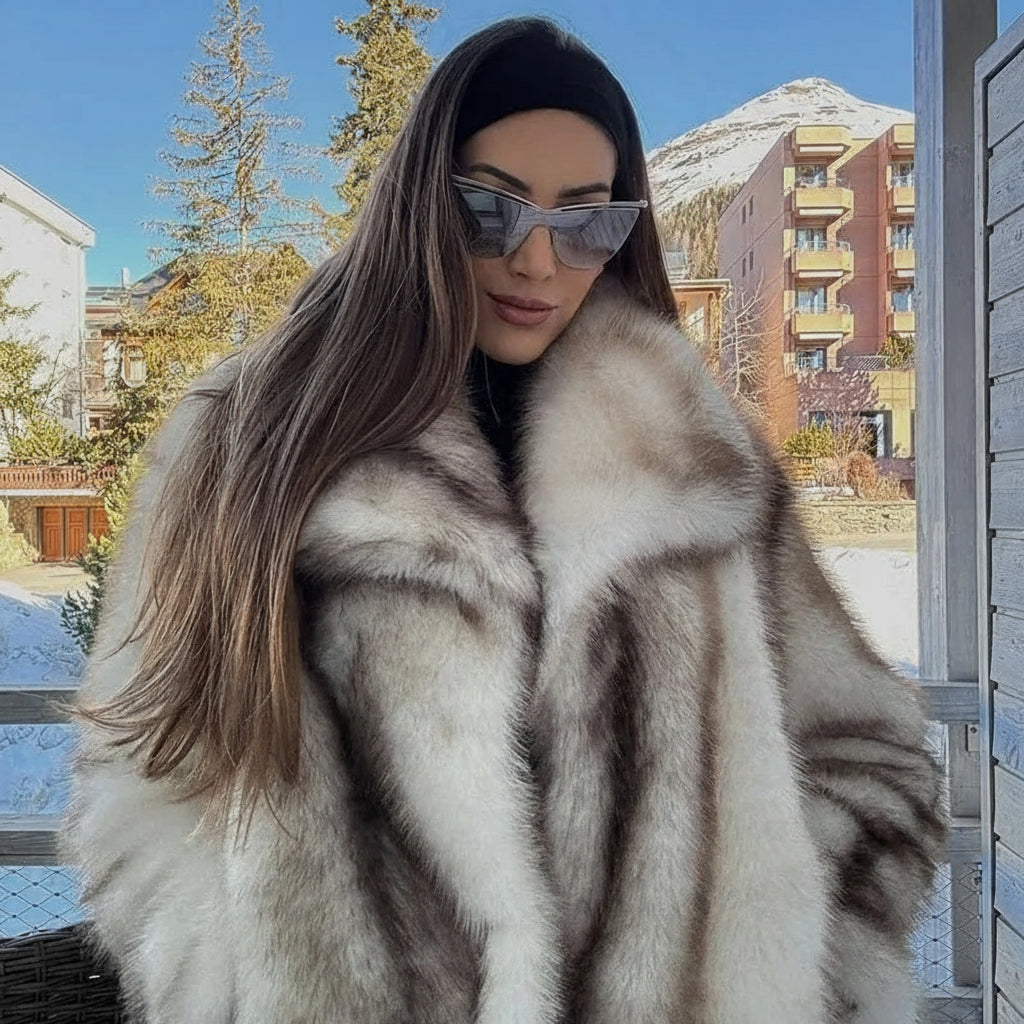 Esmira Cropped Faux Fur Jacket – Plush Mink-Effect Short Coat for Women