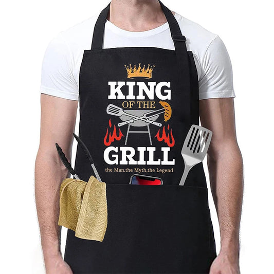 Funny BBQ Cooking Apron – Adjustable Chef Apron for Men with Grill Master Designs, Kitchen & BBQ Gift for Father’s Day, Birthdays