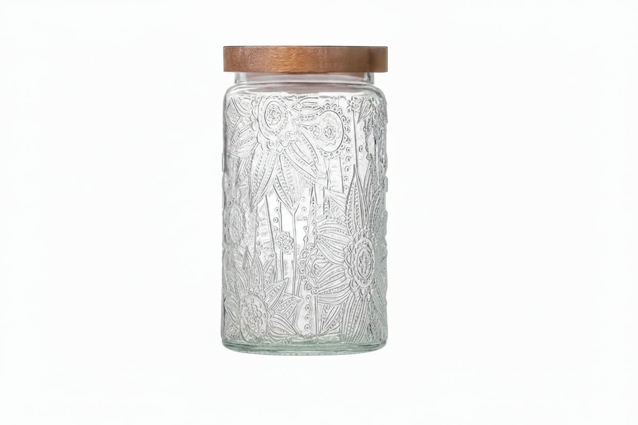 Vero Glass Storage Jar with Wooden Lid