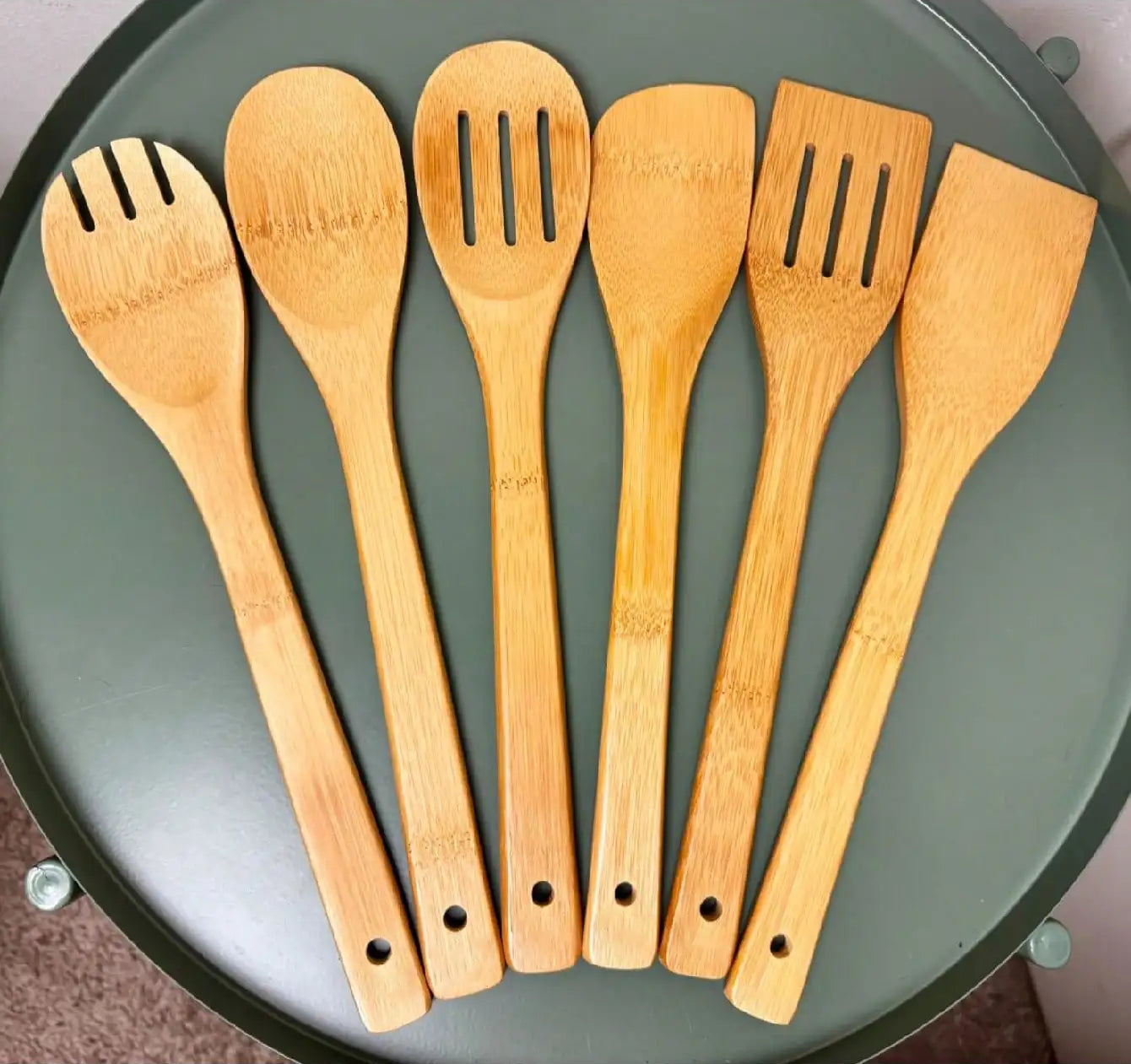 Bamboo Kitchen Utensil Set 6 Piece – Wooden Cooking Utensils, Non Stick Safe Spatula & Spoon Set
