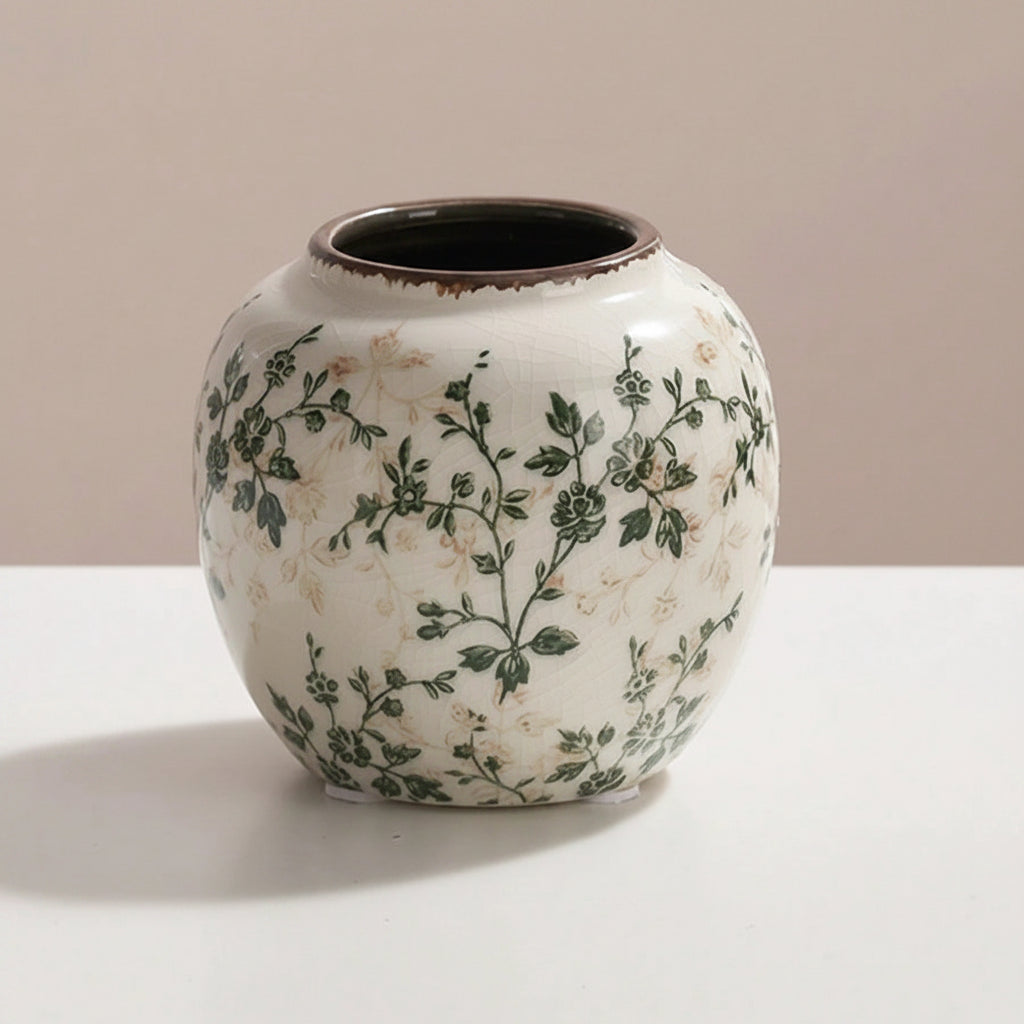 Floral Ceramic Vase – Decorative Flower Vases for Living Room, Dining Table & Home Décor Modern Minimalist Vase Set