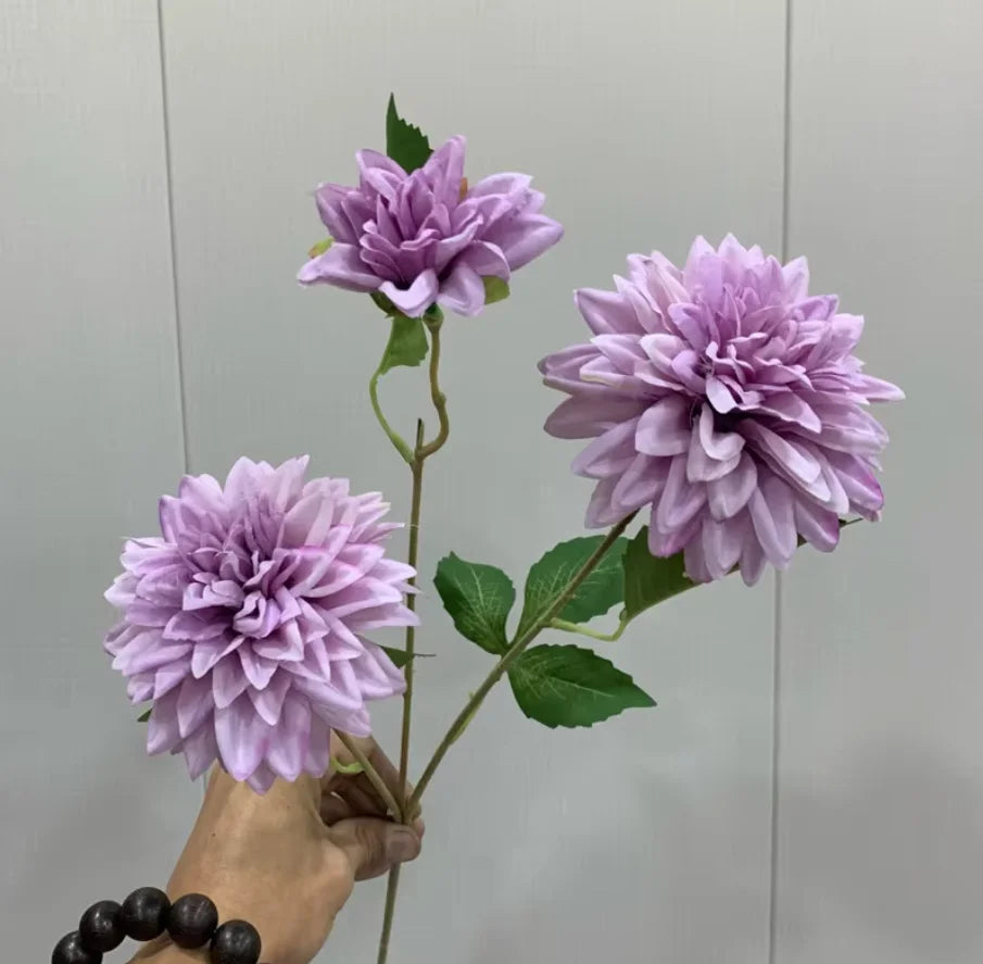 Marlowe Faux Dahlia Stem – Large Dahlia Flower Branch with Multi-Head Blooms for Vase Arrangements and Home Décor