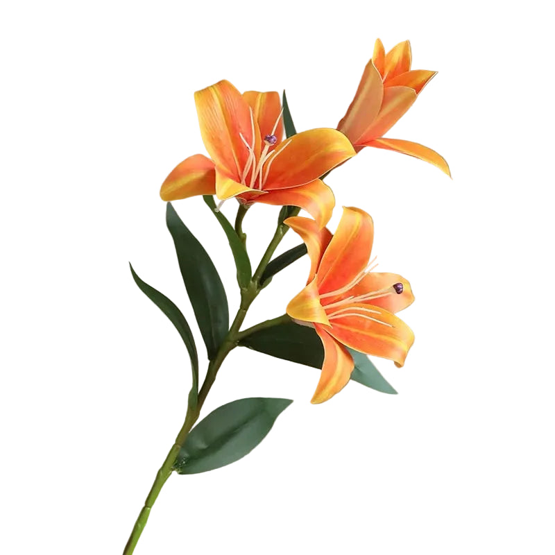 Liliara Lily Stem – Faux Lily Flower Branch with 3 Heads for Vase Styling, Wedding Flowers and Home Décor