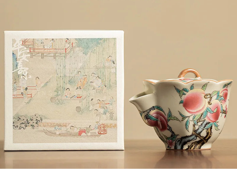 Momohana Peach Blossom Ceramic Teapot with Lid – Pouring Teapot for Herbal Tea, Loose Leaf Tea and Tea Gift