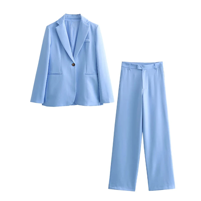 Zelina Tailored Light Blue Blazer Co-Ord Set – Two-Piece with Trousers or Shorts for Summer Outfits