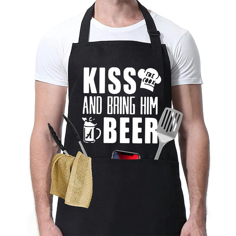 Funny BBQ Cooking Apron – Adjustable Chef Apron for Men with Grill Master Designs, Kitchen & BBQ Gift for Father’s Day, Birthdays