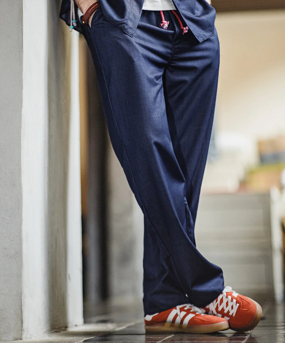 Radford Straight Leg Trousers – Loose Fit Everyday Drawstring Waist Trousers with Smart Casual Finish