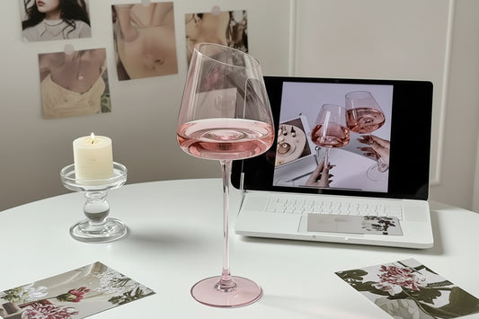 Blush Wine Glasses, Set of 2 – Slanted Rim Goblets