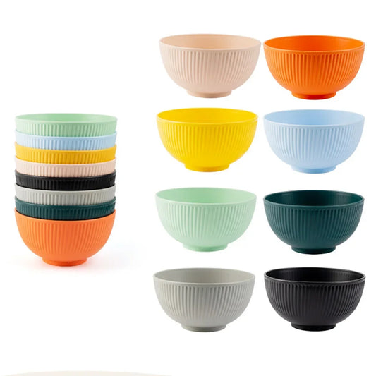 Colourful Plastic Bowls - 8 Piece Lightweight Kitchen Serving Bowls for Salads, Snacks & Cooking