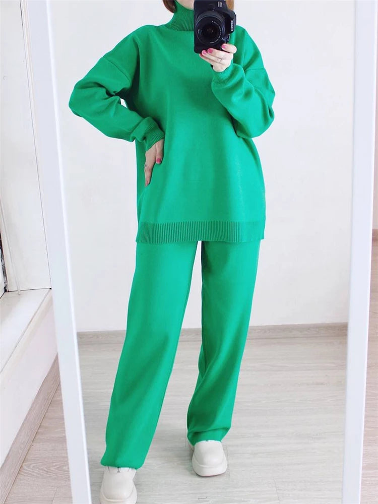 Knitted Co-Ord Set - Plain & Ribbed Knit