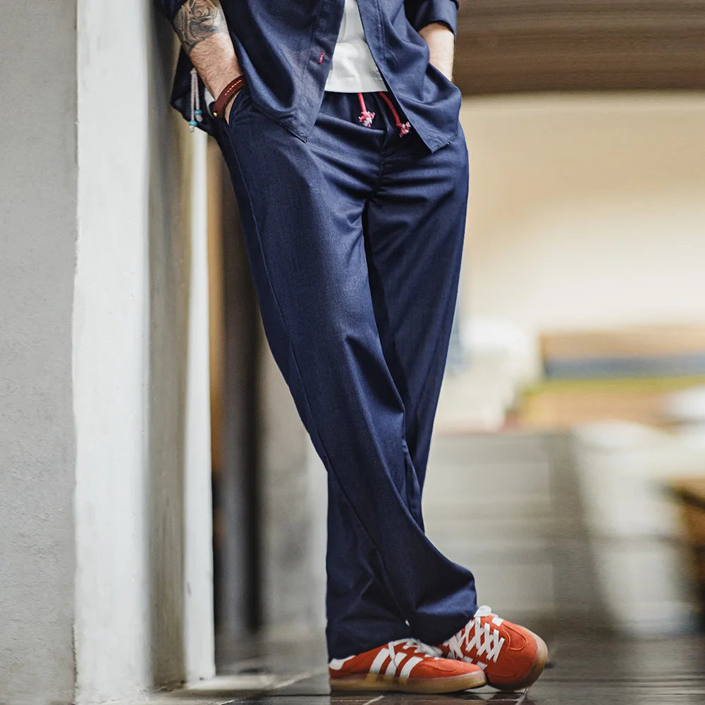 Radford Straight Leg Trousers – Loose Fit Everyday Drawstring Waist Trousers with Smart Casual Finish