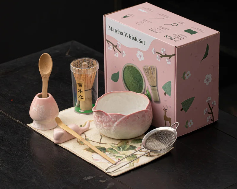 Mizuki Matcha Set – Japanese Matcha Gift Set with Ceramic Bowl and Bamboo Whisk (4 or 8 Piece)