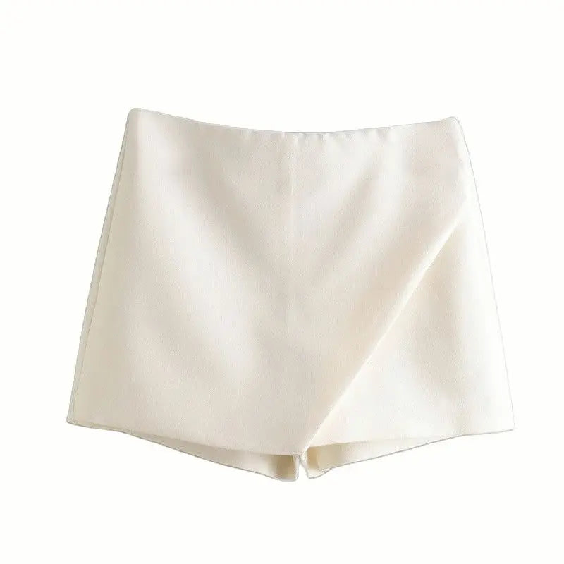 Arlana Asymmetric High Waist Skort – Women’s Tailored Mini Shorts Skirt