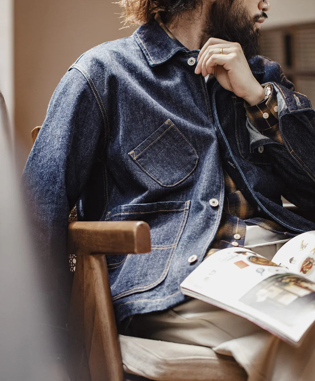 Caldwell Men’s Denim Workwear Jacket – Heavyweight Cotton Indigo Blue Jacket for Everyday Layering