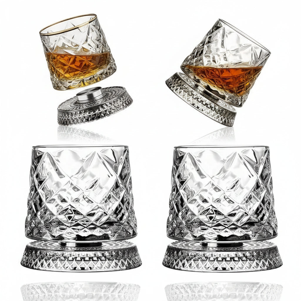Rotating Crystal Whisky Glass – Spinning Tumbler