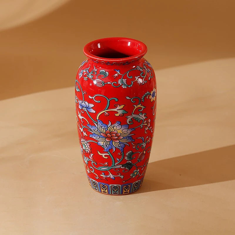 Seravelle Floral Ceramic Vase – Decorative Flower Vase for Living Room, Table Centrepiece & Home Décor (Red, Blue, Light Blue , Ivory & Yellow)