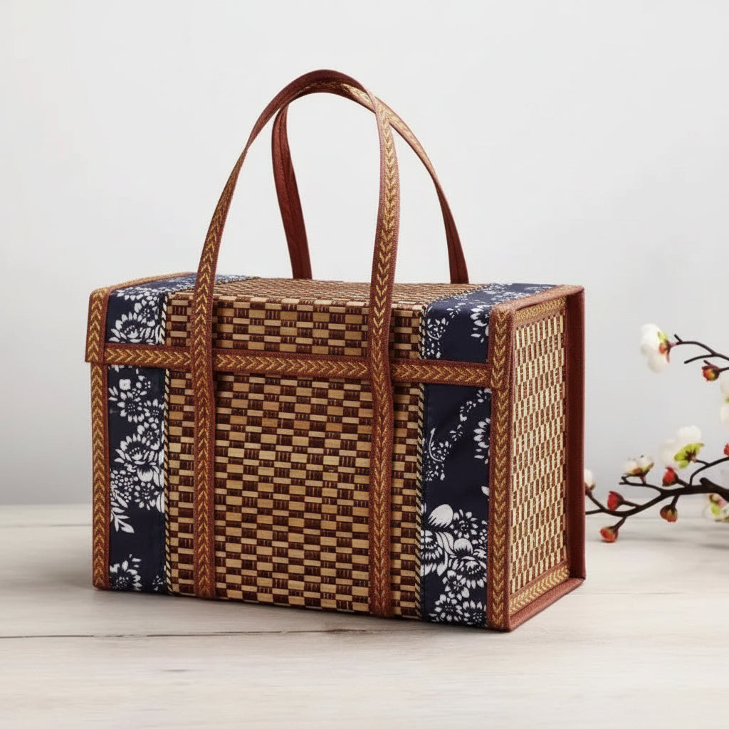 Foldable Picnic Basket Bag – Insulated Food Storage Tote, Portable Woven Lunch & Travel Bag