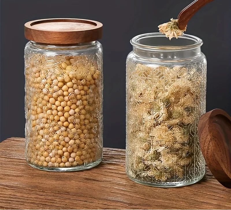 Vero Glass Storage Jar with Wooden Lid