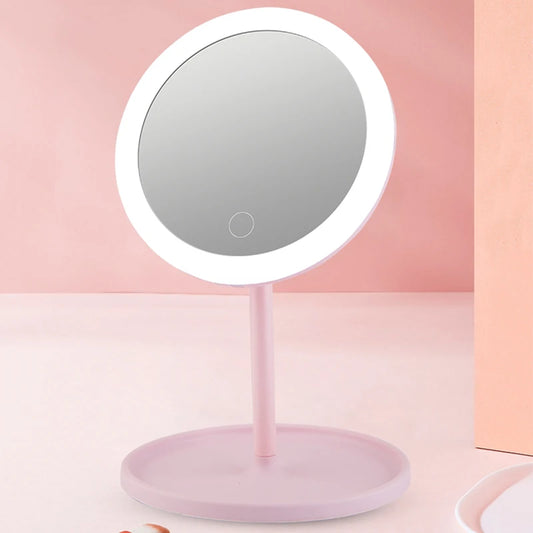 Illuminated Touch Control LED Makeup Mirror - Adjustable and Sleek Design