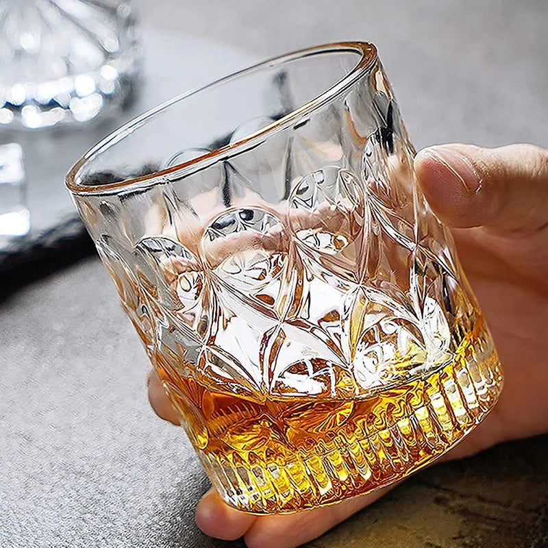 Cut Crystal Whisky Glasses – Set of 2 Vintage Tumbler Glasses for Whisky, Bourbon & Scotch