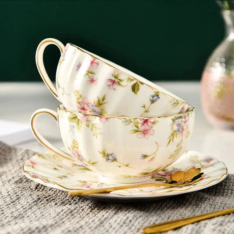Rosavelle Floral Tea Cup and Saucer Set – Ceramic Coffee Cup