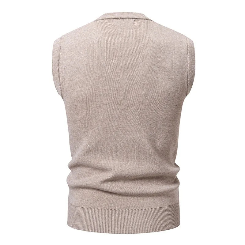 Men’s Argyle Knit Sleeveless Jumper Vest – Classic Diamond Pattern V-Neck Pullover
