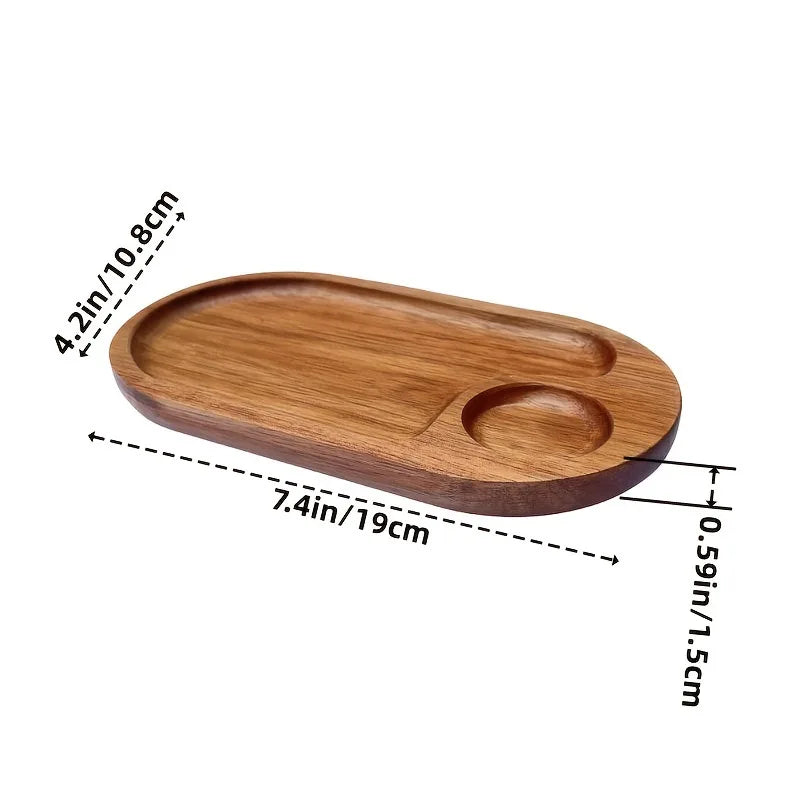 Acacia Wooden Serving Tray – Natural Solid Wood Snack & Food Platter for Coffee, Tea & Appetisers