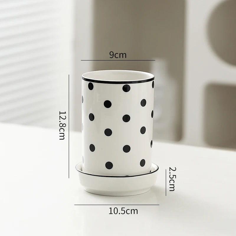 Elements Ceramic Utensil Holder – Kitchen Cutlery Caddy with Drain Base, Chopstick Holder, Countertop Storage Pot