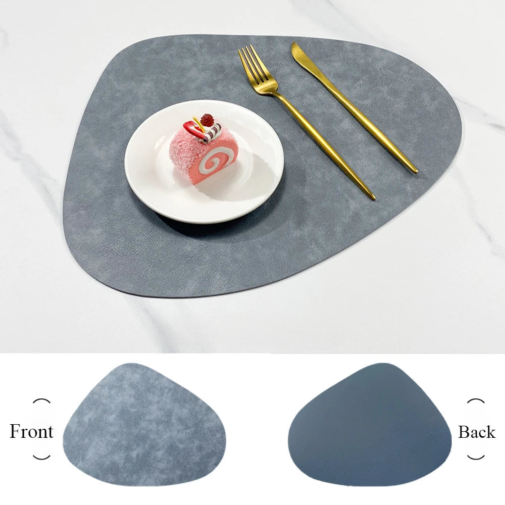 Nordic Style Dual Colour PU Leather Table Mats – 4 Piece Irregular Shape Dining Set