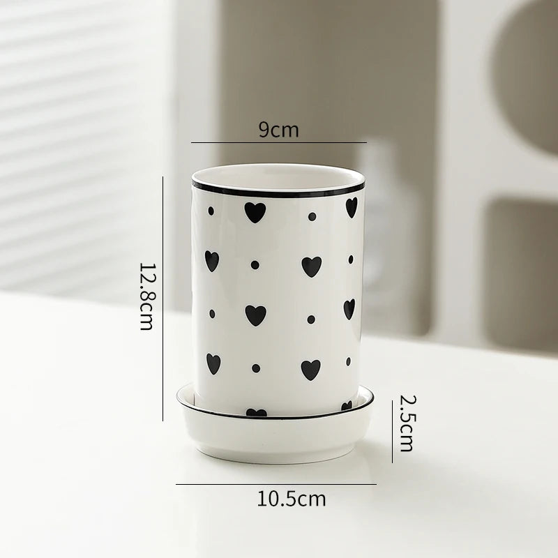 Elements Ceramic Utensil Holder – Kitchen Cutlery Caddy with Drain Base, Chopstick Holder, Countertop Storage Pot