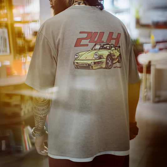 Rovello Men’s Graphic T Shirt – Vintage Car Print Oversized Fit Crew Neck Casual Tee